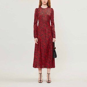 Maje floral satin midi dress
